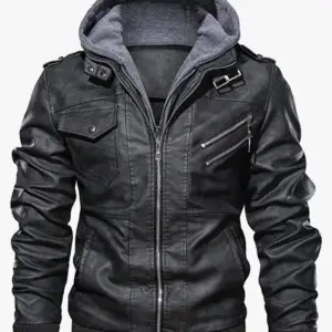 Urban Raider Leather Hoodie Jacket
