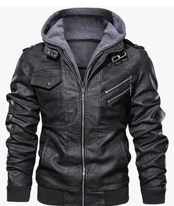 Urban Raider Leather Hoodie Jacket