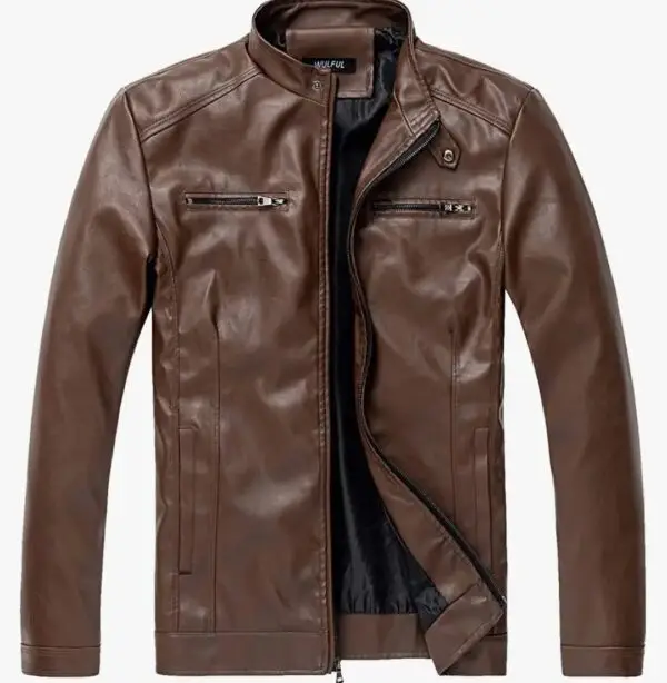 Brown Racer Minimalist Leather Jacket