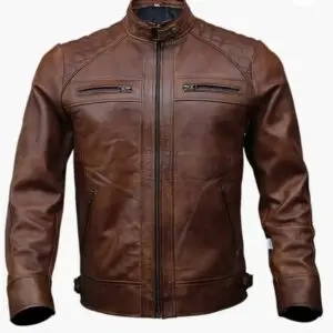Vintage Rider Quilted Leather Jacket – Cognac Brown