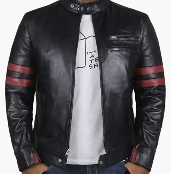 Moto Stripe Leather Rider Jacket