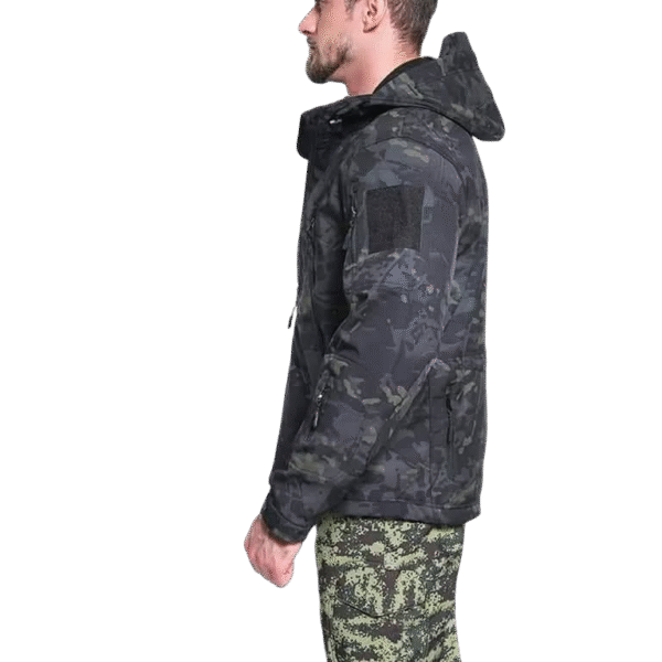 Tactical Combat Softshell Jacket – Black Camo - Image 2